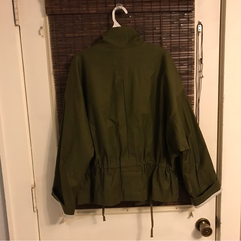 Frame Woman Cotton-Blend Canvas Peplum Jacket Army Green - Size L - Picture 4 of 5